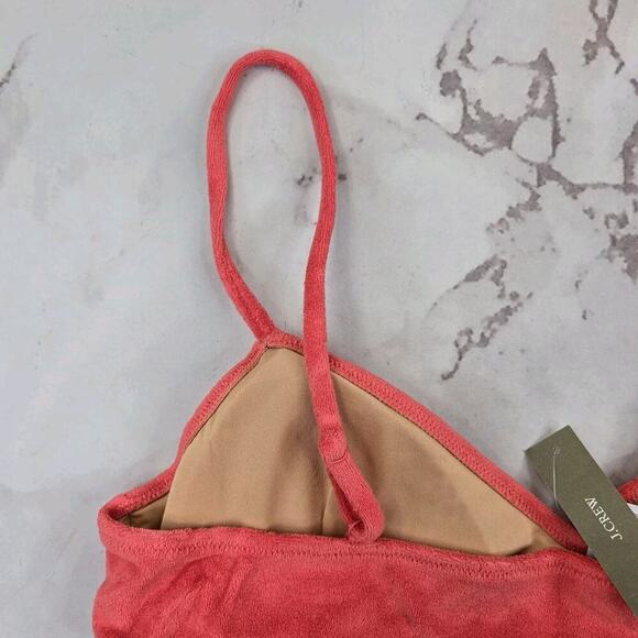 J Crew Swim Top 2X Coral Terry Wrap Triangle Bikini Padded Double String BK551 - Picture 5 of 8